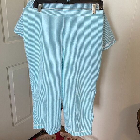 Alfred Dunner 2 Pc Pinstripe Short Sleeve Top & Capri Women Size LP - Picture 9 of 12